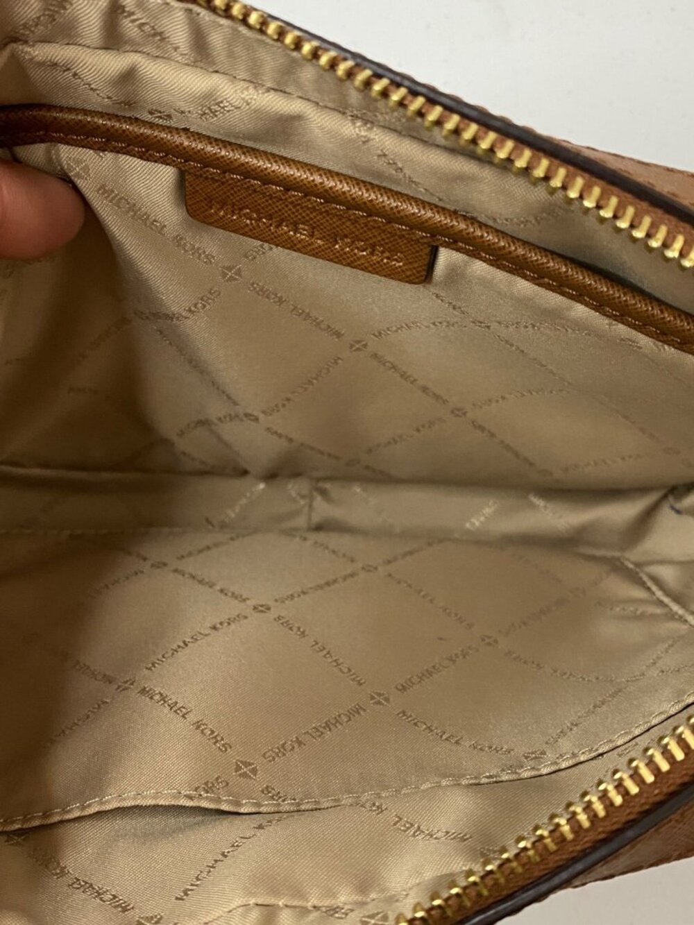 Michael Kors Crossbody Bag Brown Saffiano Leather Gold Chain Strap - Picture 10 of 12
